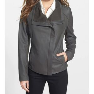 T Tahari Leather and Knit Jacket size XS Grey